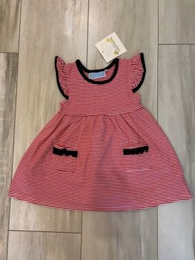 NWT Trotter Street Kids Red & Black Game Day Flutter Pocket Dress Girls 18M